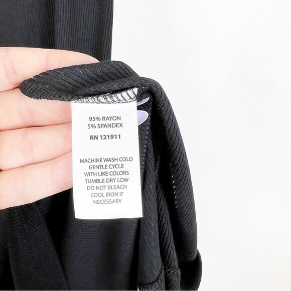 NWT LNA Zuki Rib Bodycon Asymmetrical Neck Mini Dress M Black - Picture 6 of 7